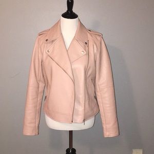 LOFT Pink Vegan Leather Moto Jacket